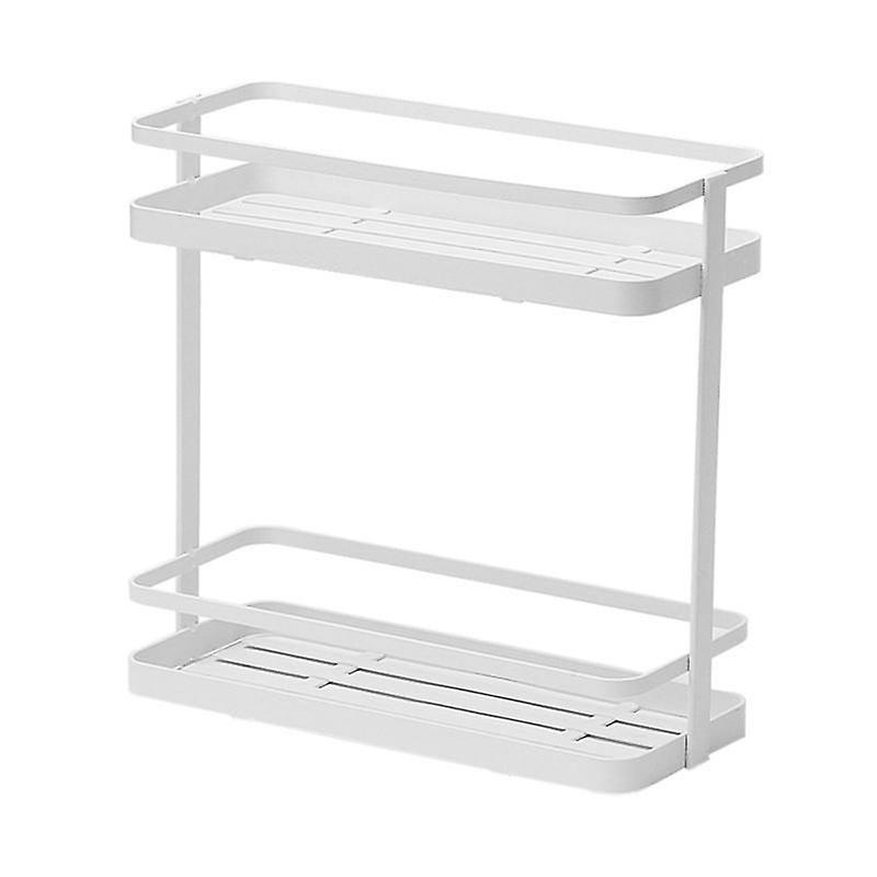 Biplut 2-Tier Kitchen Storage Rack Spice Jar Condiment Can Oil Bottle Holder Organizer White