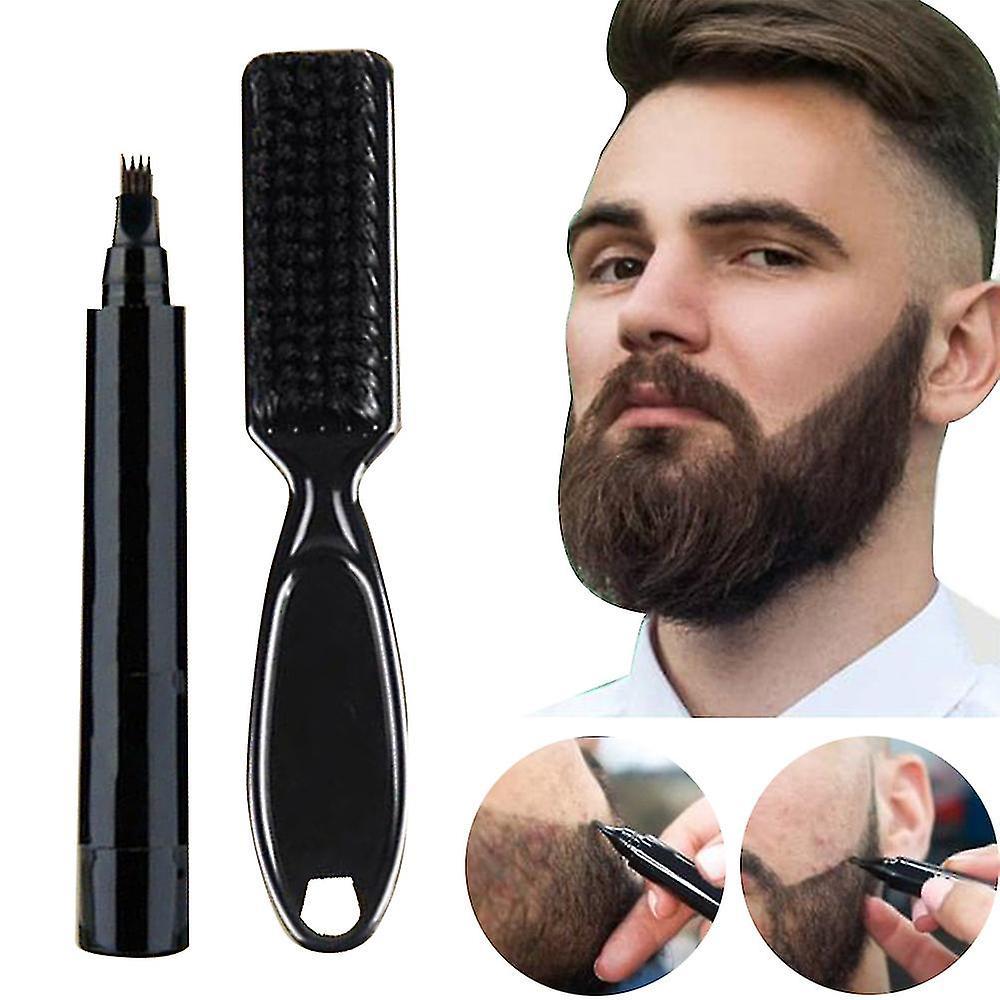 Ssylune Beard Pen Beard Filler Pencil Beard Enhancer Waterproof Moustache Coloring Shaping Tools Hair Pencil(2pcs-black