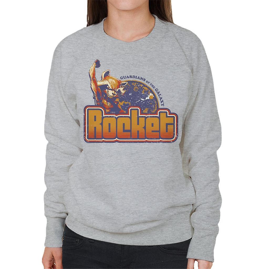 Marvel Guardians Of The Galaxy Retro Rocket Raccoon Women's Sweatshirt Heather Grey XX-Large