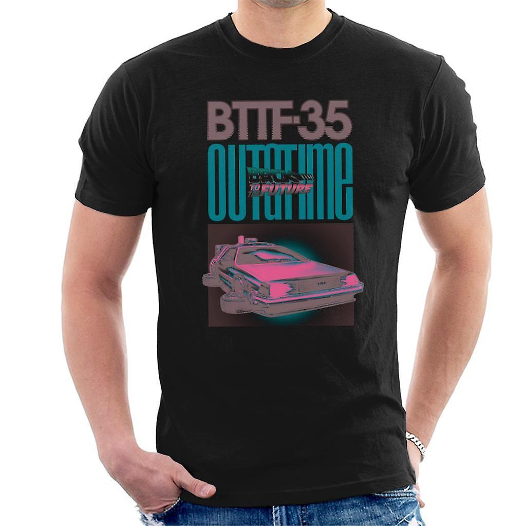 Back to the Future Delorean 35 Outatime Men's T-Shirt Black Large