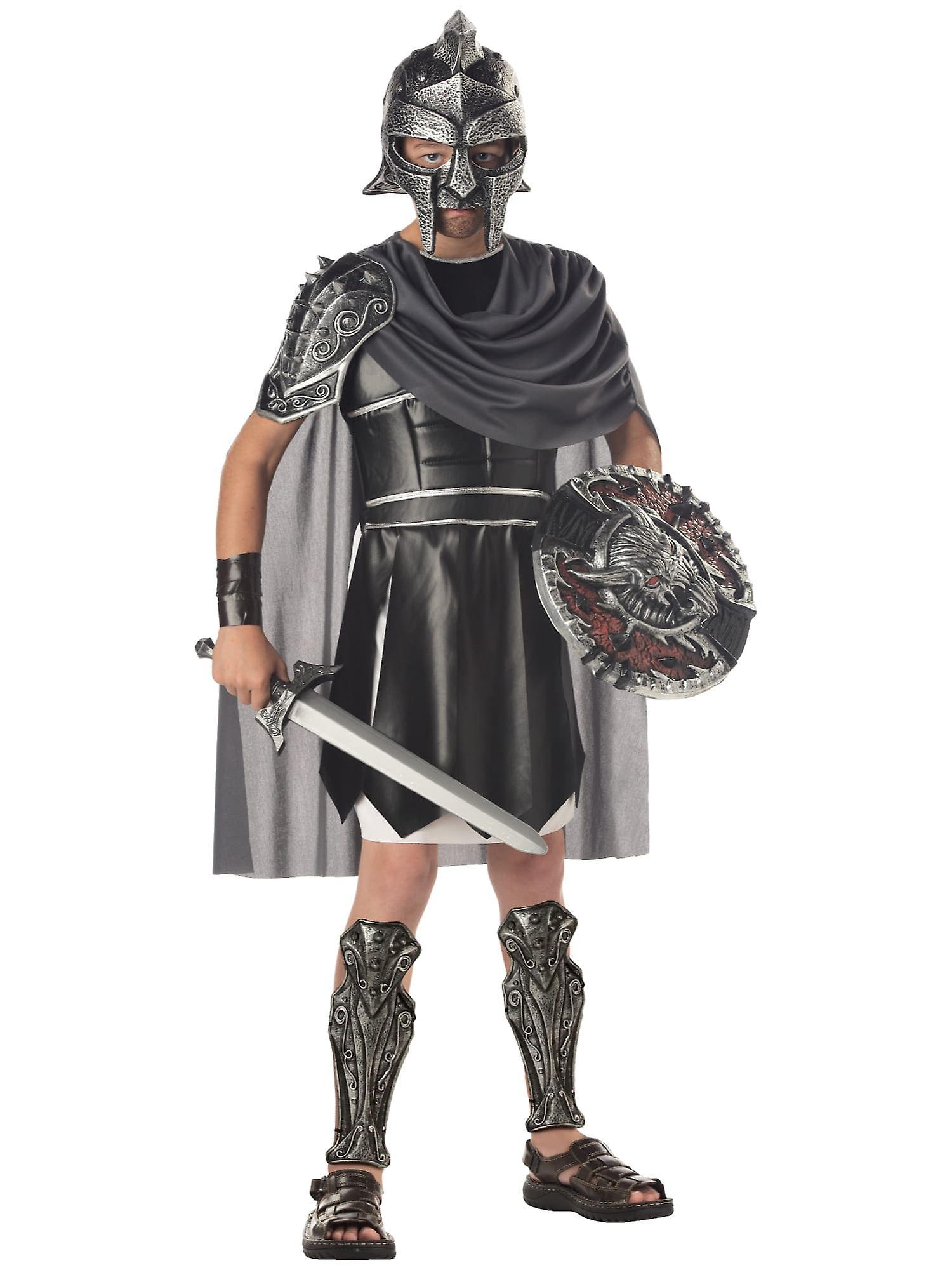 California Costume Collections Gladiator Medieval Greek Roman Warrior Spartan Soldier Hercules Boys Costume Black Large (10-12)