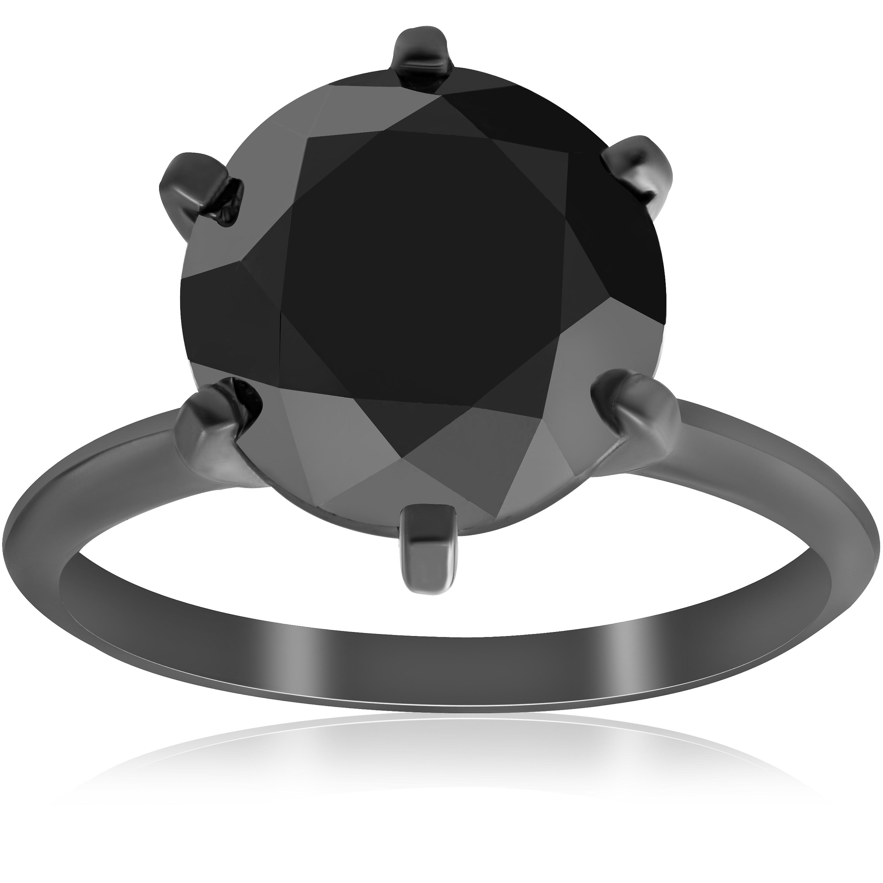 Pompeii3 5 1/2ct Black Diamond Solitaire Engagement Ring 14k Black Gold 8.5