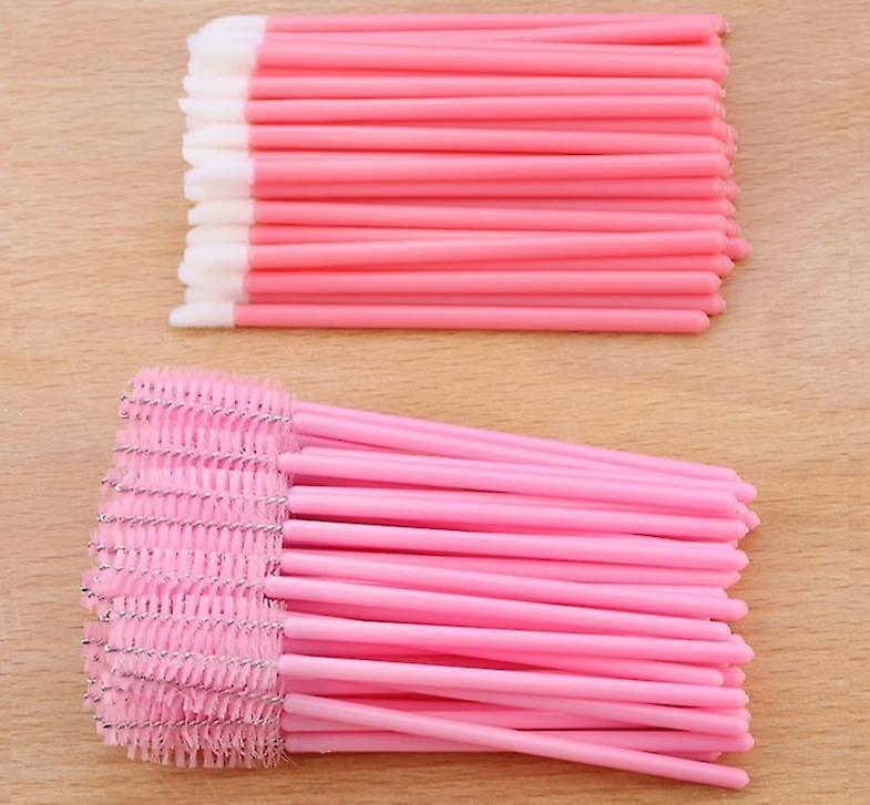 Slowmoose Disposable Mascara Makeup Brushes - Eyelash Extension Tool Pink and Pink 50pc