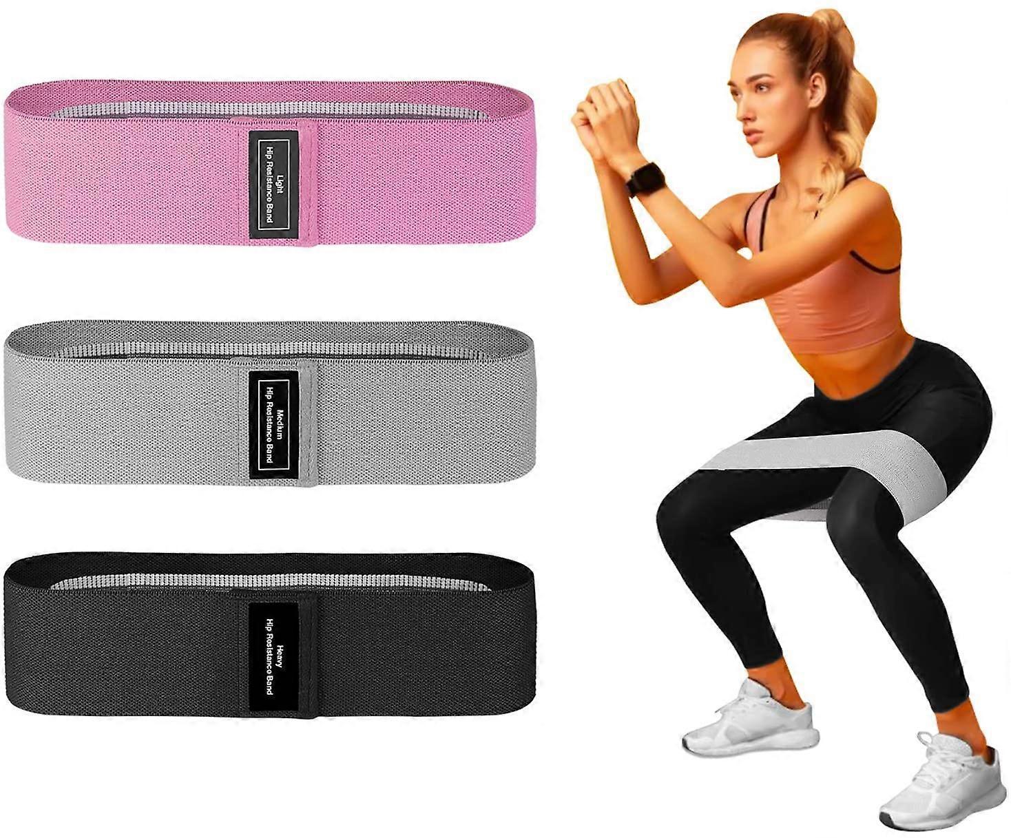 Ersam Fabric Resistance Bands Set (3 Pack), Booty Workout Fitness Bands for Booty Building, 3 Different Resistance Levels Pilates Bands for Booty B...