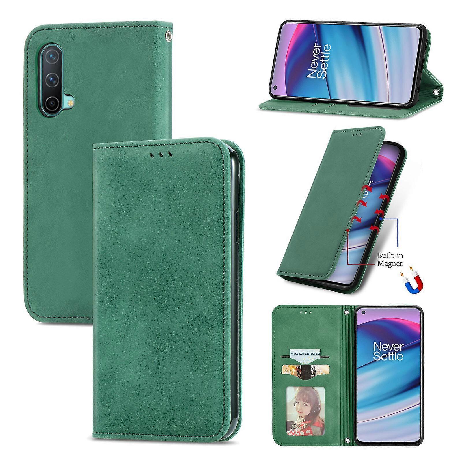 Gangxun Case for OnePlus Nord CE 5G Magnetic Closure Leather Wallet Cover Housse Etui Shockproof - Green