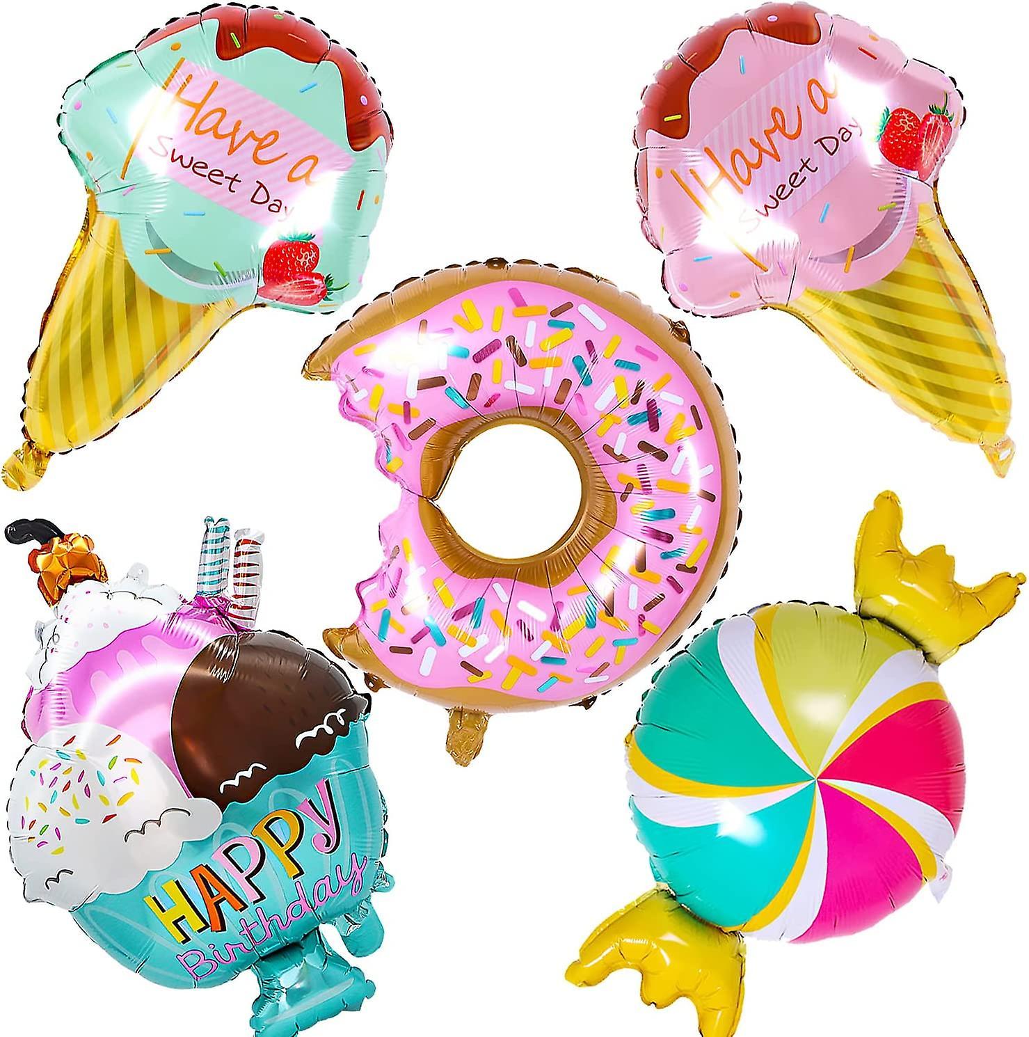 Heytea Ice Cream Foil Balloons Kawaii Ice Cream Doughnut Candy Food Balloons For Summer Girls Kids Birthday Party Baby Show Decorations Ice Cream T...