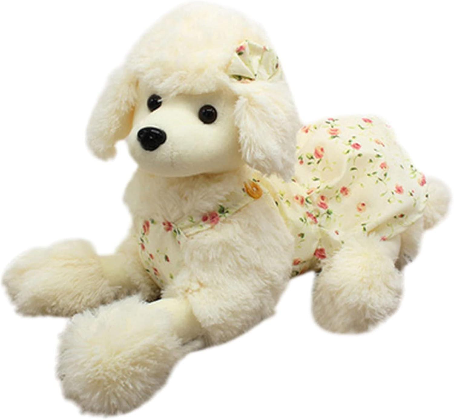 Ssrg 13.7" Poodle Stuffed Animal Plush, Dog Plush Toy Puppy Pillow for Kids White