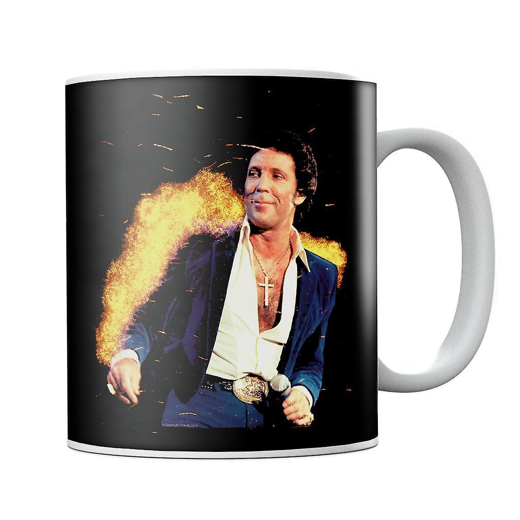 TV Times Tom Jones Open Shirt With Cross Chain 1984 Mug Black 10oz