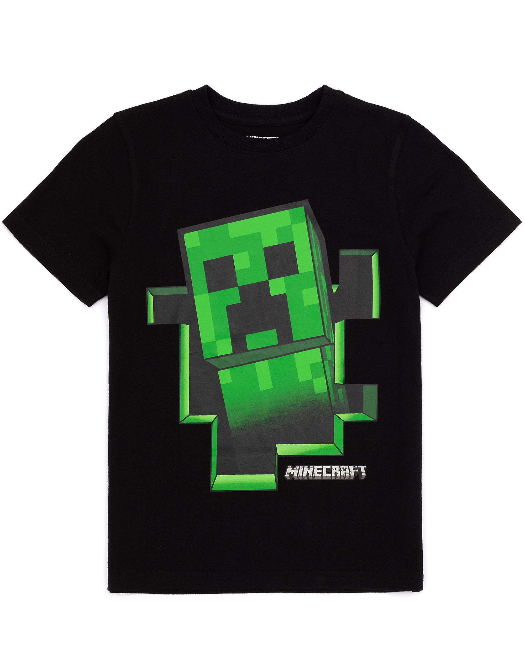 Minecraft Boys Short Sleeved T-Shirt Black Creeper Inside 12-13 Years