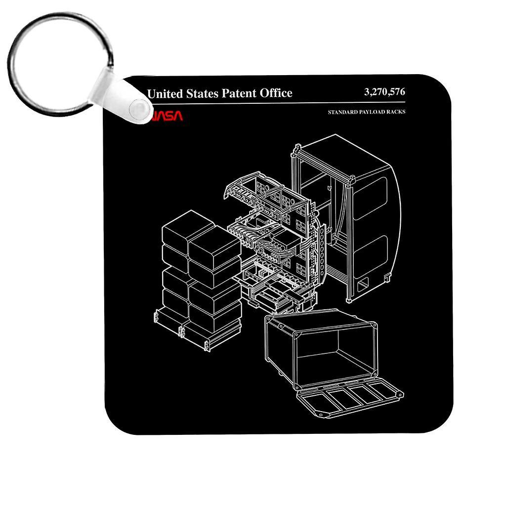 NASA Standard Payload Racks Blueprint Keyring Black 5cm x 5cm