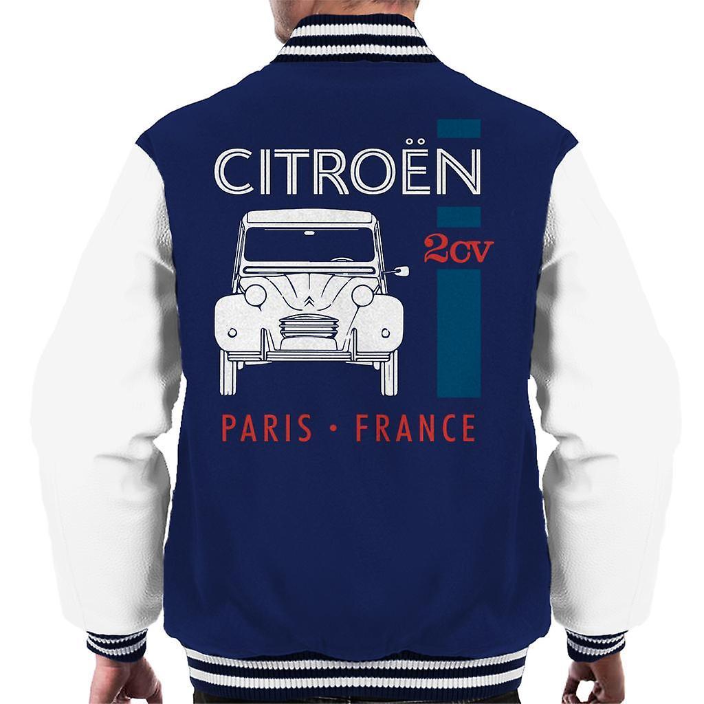 Citro�n Citroen White 2CV Paris France Single Stripe Men's Varsity Jacket Navy/White XX-Large