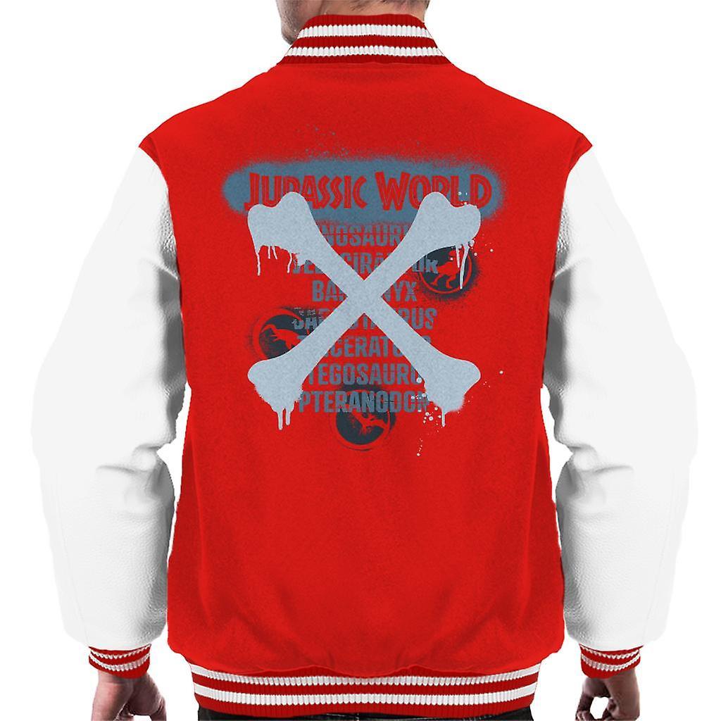 Jurassic Park Jurassic World Types Of Dinosaurs Men's Varsity Jacket Red/White X-Large