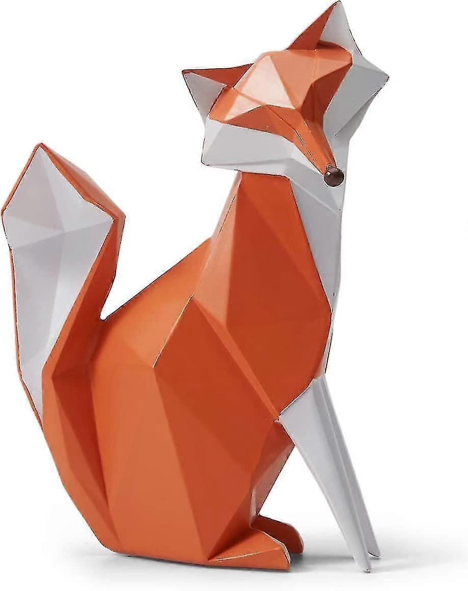 Fox Figurine Statue Ometric Sculpture R Resin Animal Arts 20cm #YoGu