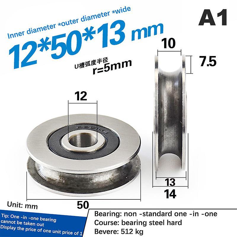 Tiuyii 12*50*13mm Groove Wheel Metal U-groove Steel Wire Rope Lifting Wheel Bearing