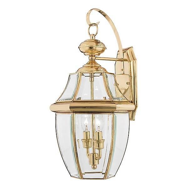 Newbury 2 Light Outdoor Large Wall Lantern Light Polished Brass IP44 E14