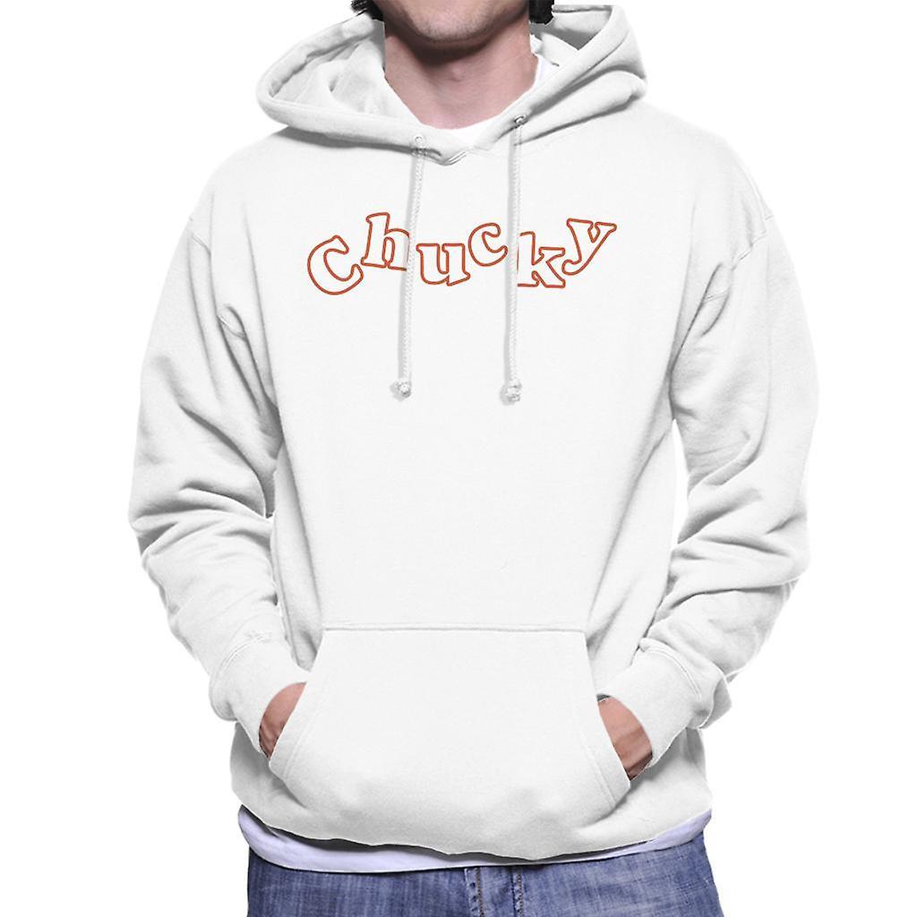 Chucky Playful Font Men's Hooded Sweatshirt White Large