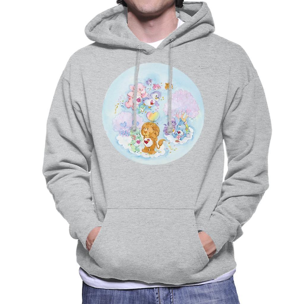 Care Bears Brave Heart Lion Pink Trees Men's Hooded Sweatshirt Heather Grey Small