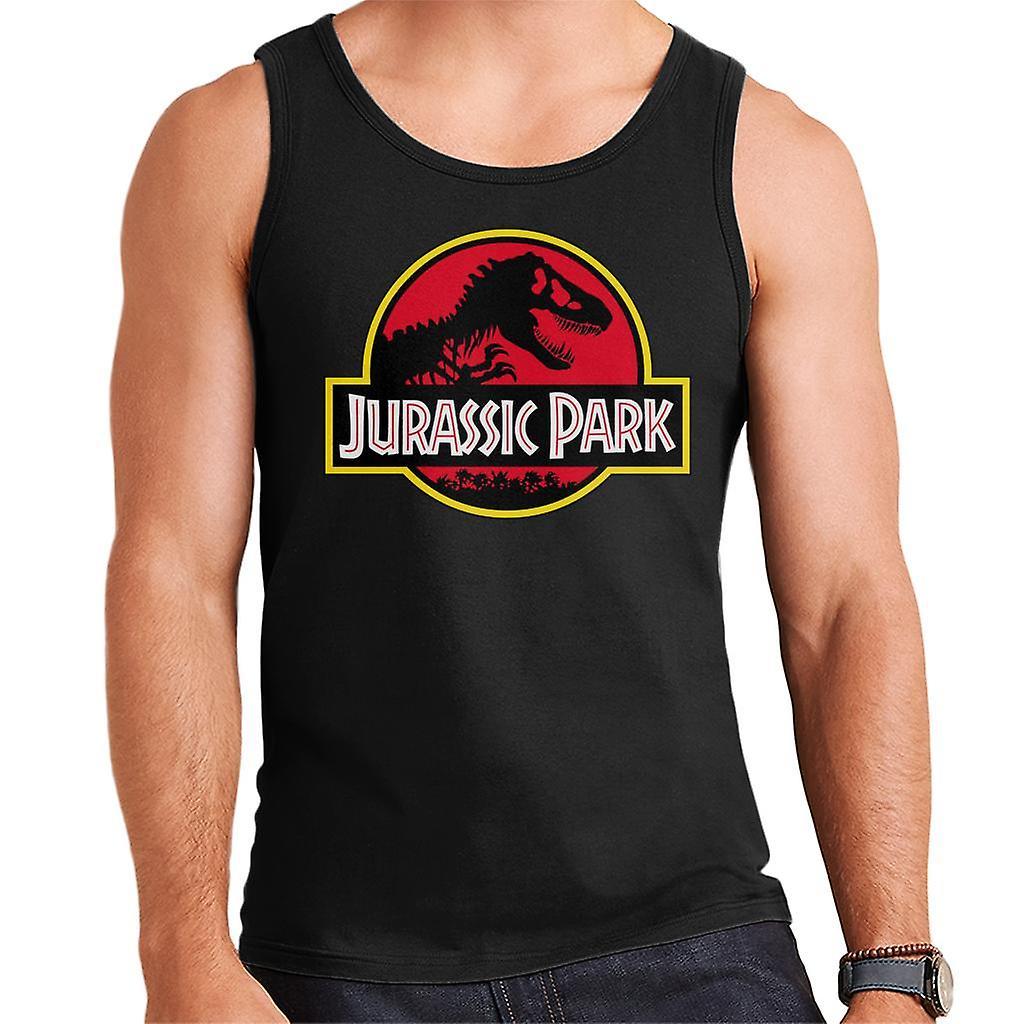 Jurassic Park Classic Yellow Outline Logo Men's Vest Black X-Large