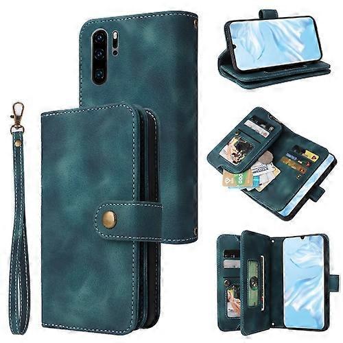 Goodcase For Huawei P30 Pro Multifunctional Card Slot Zipper Wallet Leather Phone Case Blue