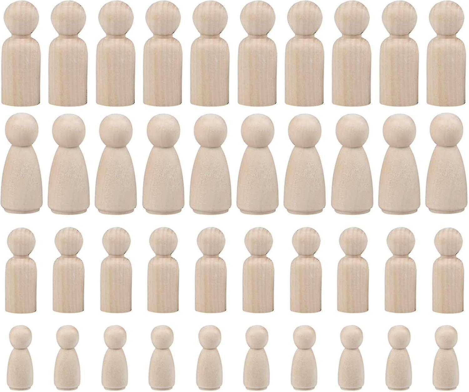 Jnnjv 40pcs Unfinished Wooden Dolls Diy Crafts Decorative People Doll