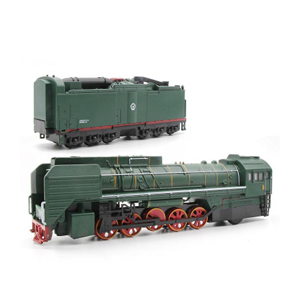 Haloppe 2Pcs 1/87 Retro Steam Train Locomotive Carriage Pull Back Music LED Kids Toy Green