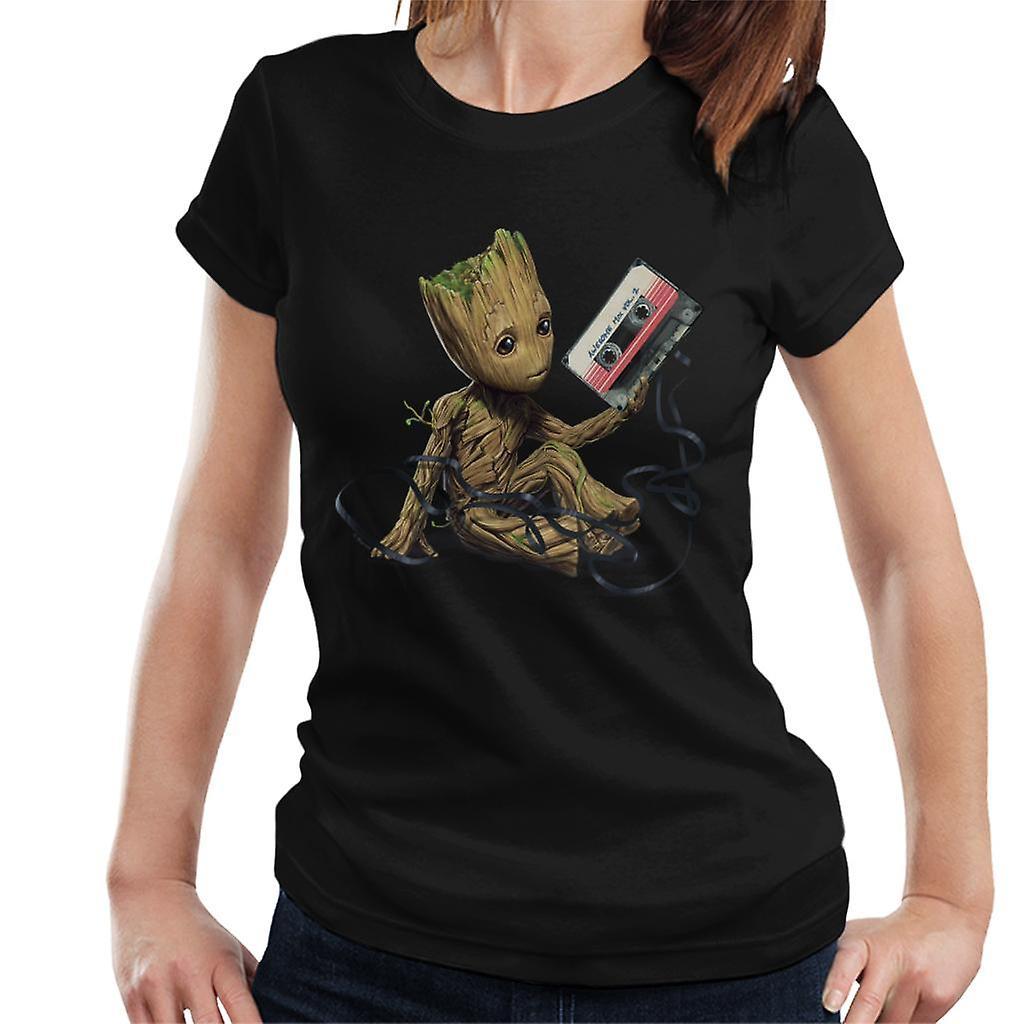 Marvel Guardians Of The Galaxy Vol 2 Cassette Tape Women's T-Shirt Black XX-Large