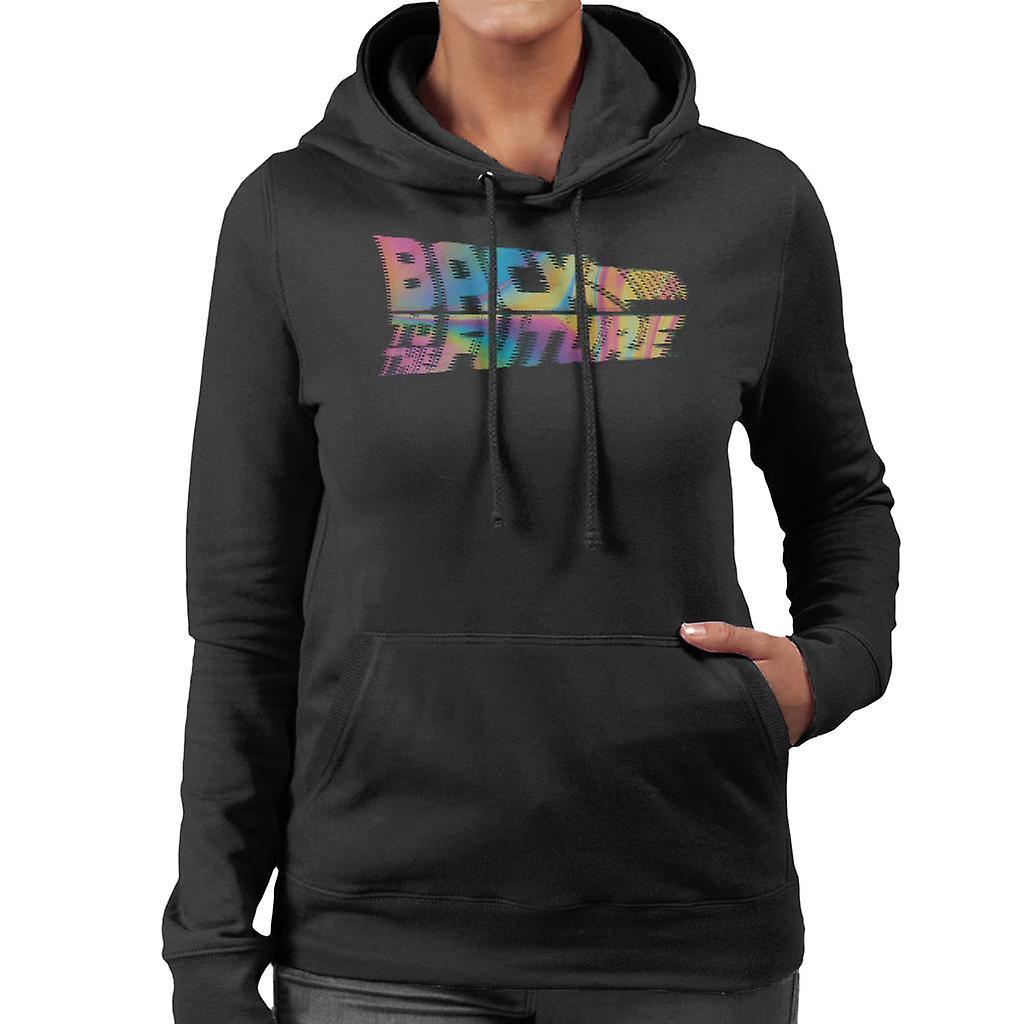 Back to the Future Logo Psychedelic Blur Women's Hooded Sweatshirt Black Large