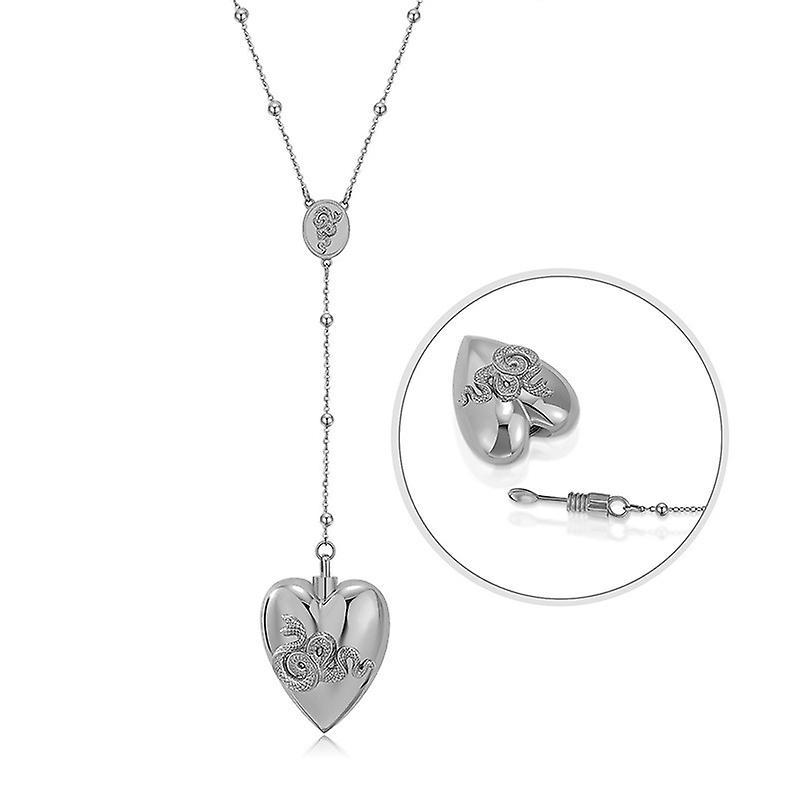 Usgiftideas Lana Del Rey Necklace Heart with Spoon LDR Merch Snakes Chain Serpent Pendent Silver