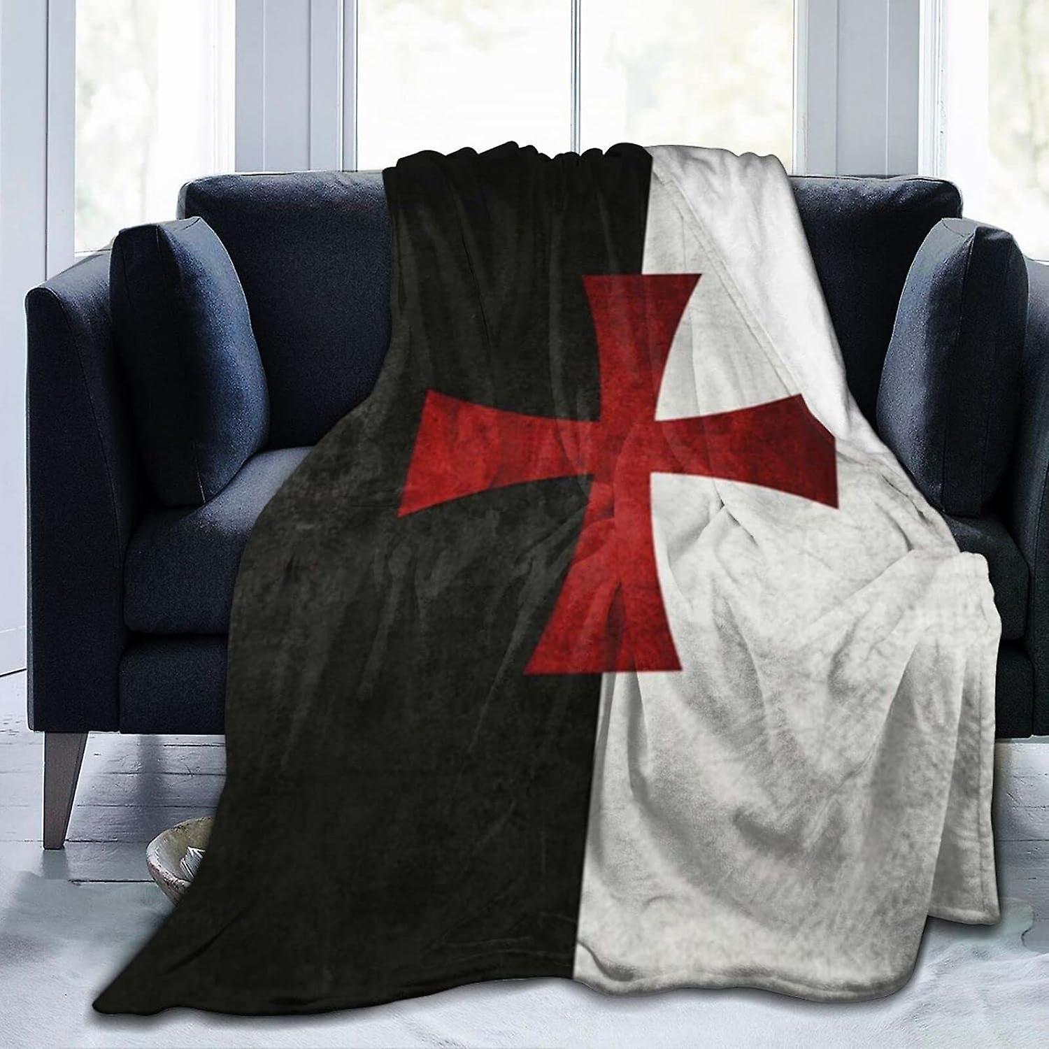 Kerota Throw Blanket Symbol of The Knights Templar Soft Micro Flannel Blanket Sofa Single Blanket Washable for Adults Children 60x50in 150x125cm