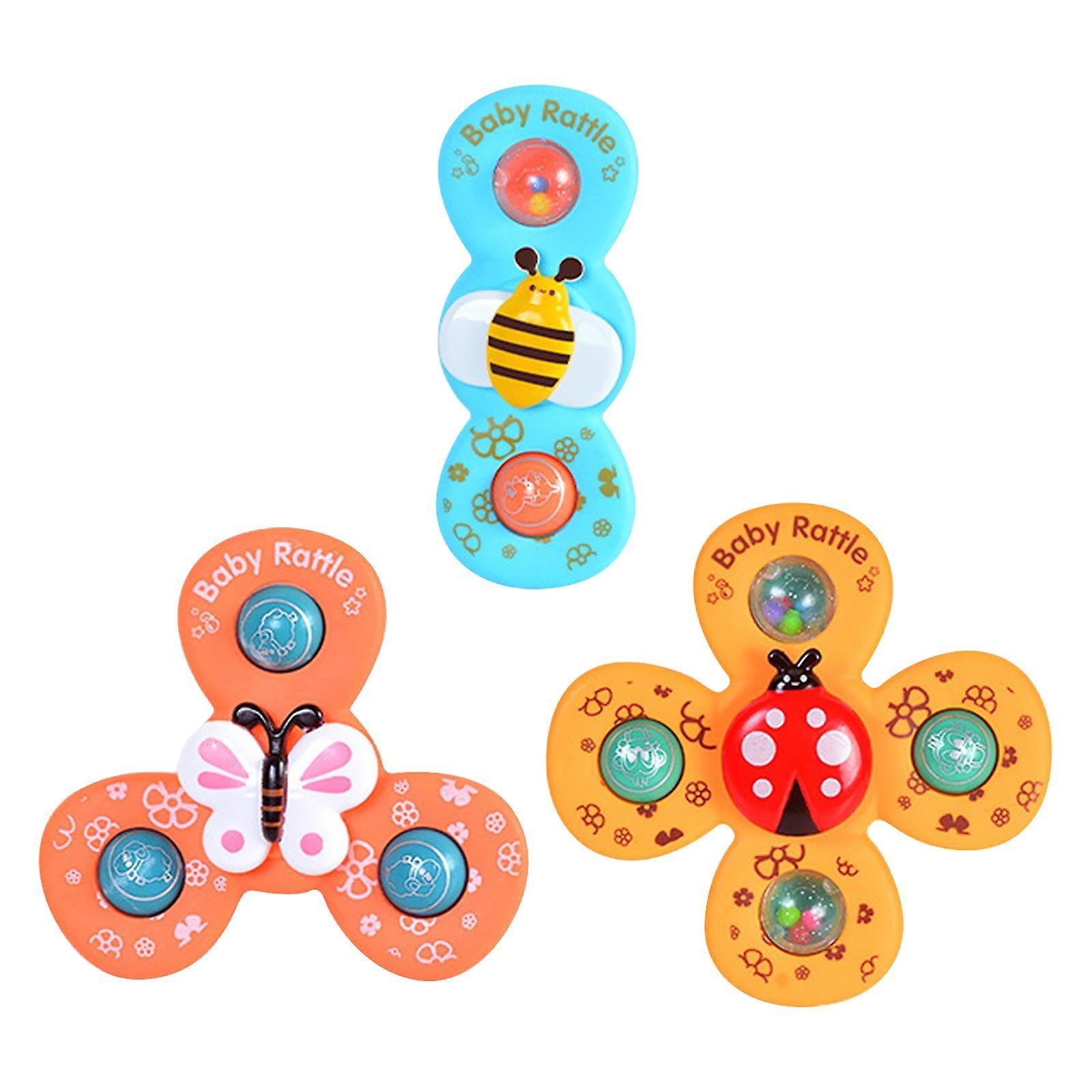 Shency 3PCS Spinning Suction Cup Spinning Baby Bath Toy Multicolor