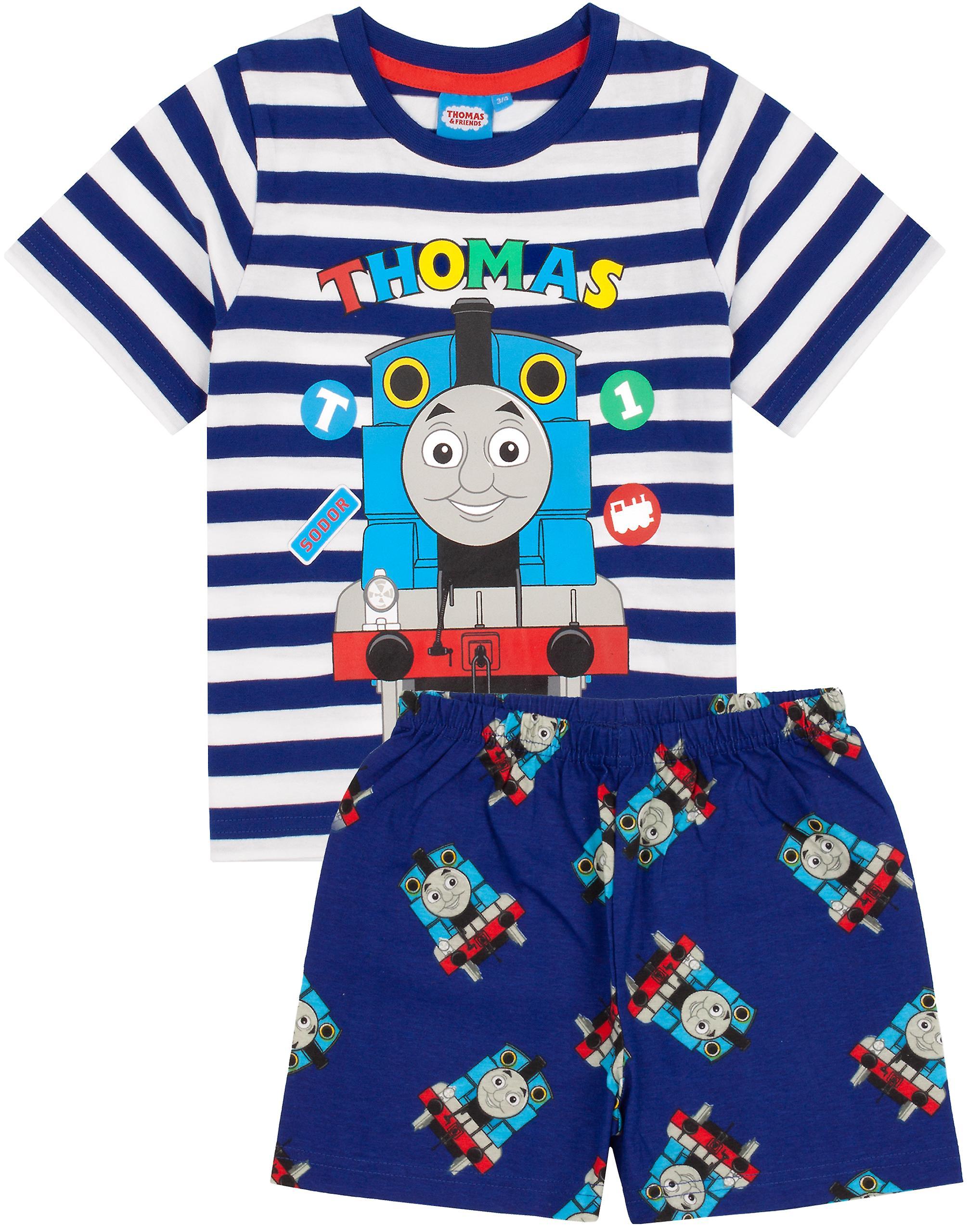 Vanilla Underground Thomas and Friends Boys Short Sleeve Short Leg Pyjama Set Blue Thomas All-Over Print 4-5 Years