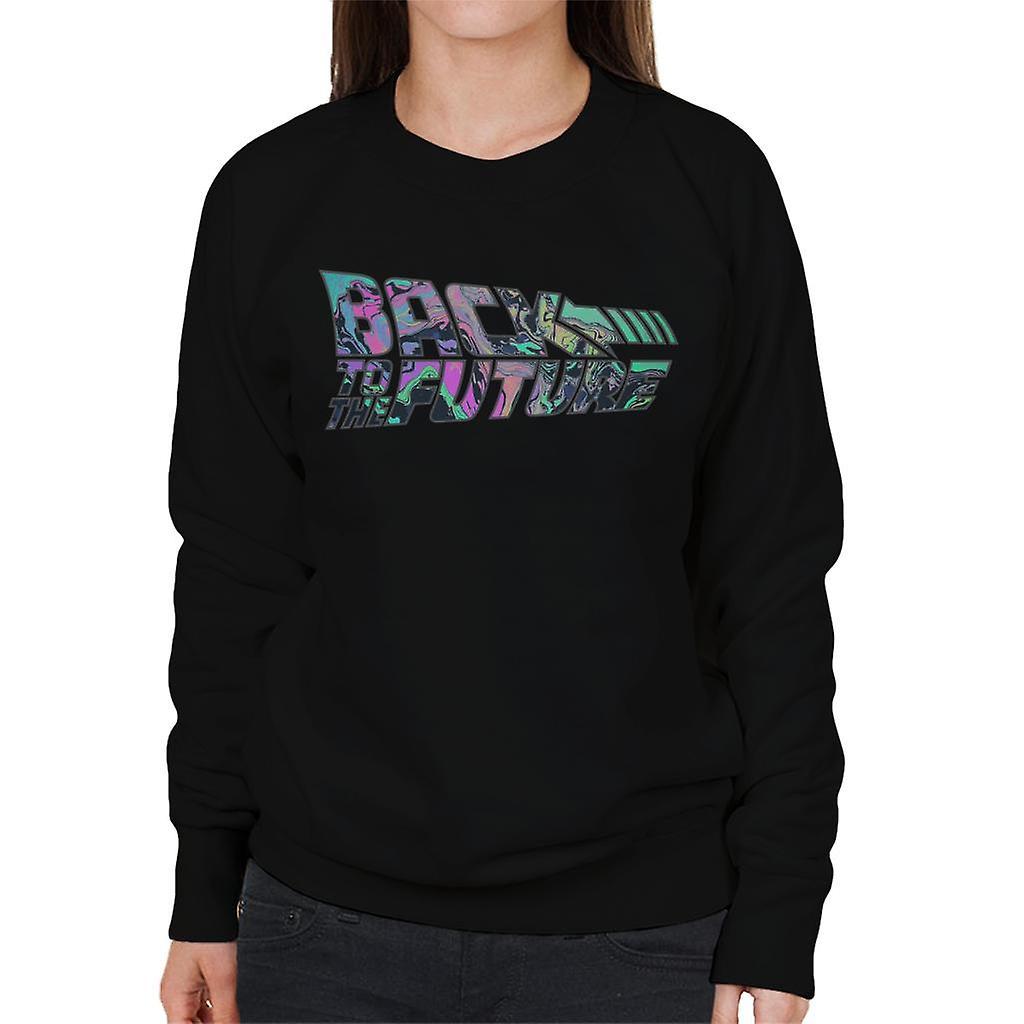 Back to the Future Psychedelic Marble Logo Women's Sweatshirt Black Large