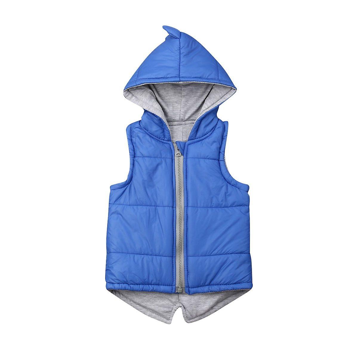 Slowmoose Baby / Dinosaur Vest Down Hooded, Zipper Jacket - Winter Thick Warm Outwear Blue 5T