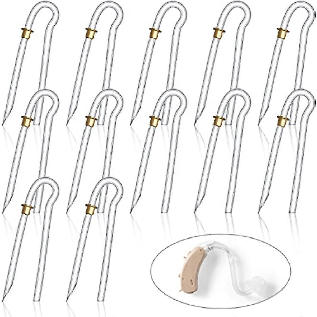 Aiyuego 12 Pcs Hearing Aid Tubes Preformed BTE Earmold Tubing 35 x 2 mm Hearing Aid Replacement Tube with Gold Lock Hearing Amplifiers Ear Tubes fo...