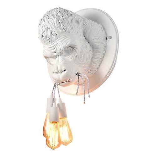 Jelivey Nordic Resin Gorilla Wall Lamp Retro Modern Led Wall Sconce Home Loft Bedroom Bedside Home Decor Wall Light Fixtures Luminaire white