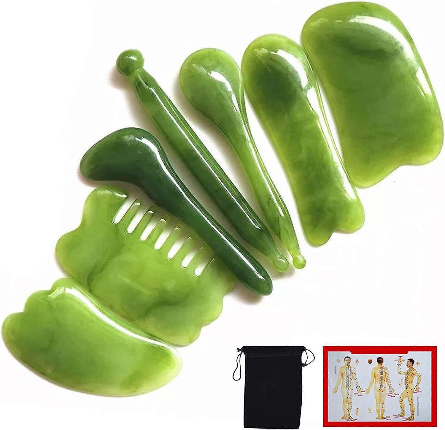 Tinor 7 Pieces of Gua Sha Facial Tool Kit, Natural Resin Gua Sha Scraping Board, Gua Sha Massage Tool