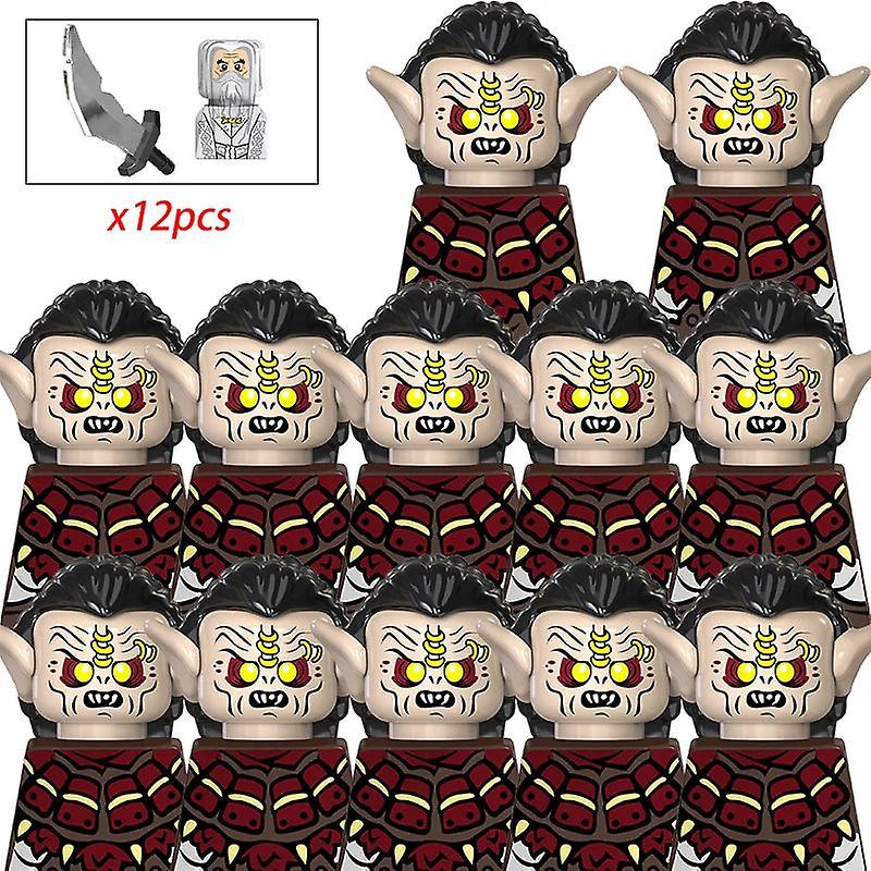 Moc medieval lotr figures orc soldiers raider vargr wolf elephant mount knights building blocks bricks toys for children gifts Set 56