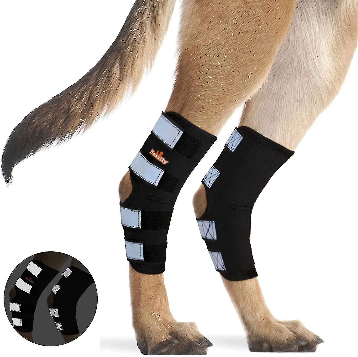 1 Pair Dog Rear Leg Brace Canine Rear Hock Joint Support With Safety Reflective Straps For Joint Injury Sprain Protection Zekai M