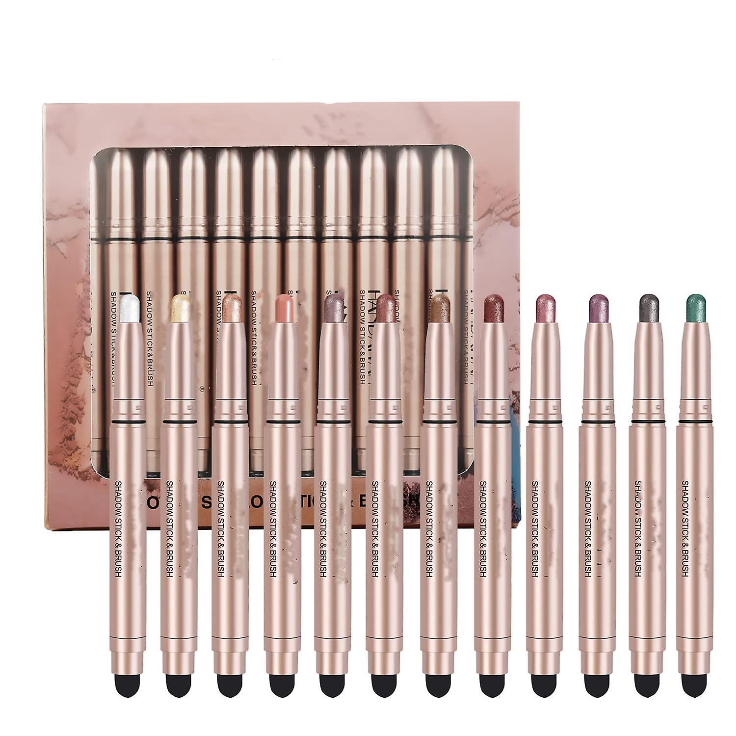 Antbaba 12pcs Shimmer Eyeshadow Stick Set, Cream Eyeshadow Stick, Colorful Eye Makeup EyeShadow Highlighter Pen, Waterproof Glitter Cream Eye Shado...