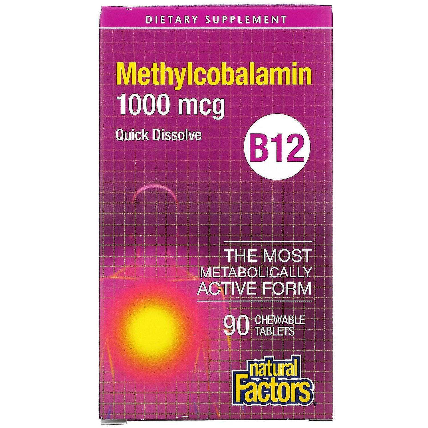 Natural Factors, B12, Methylcobalamin, 1,000 mcg, 90 Chewable Tablets