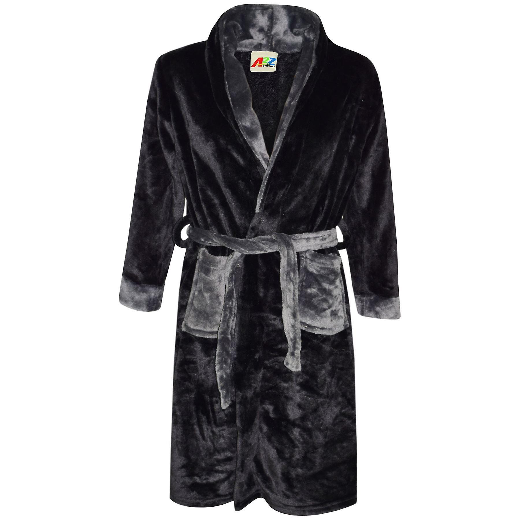 A2Z 4 Kids Kids Unisex Plain Bathrobes Black 5-6 Years