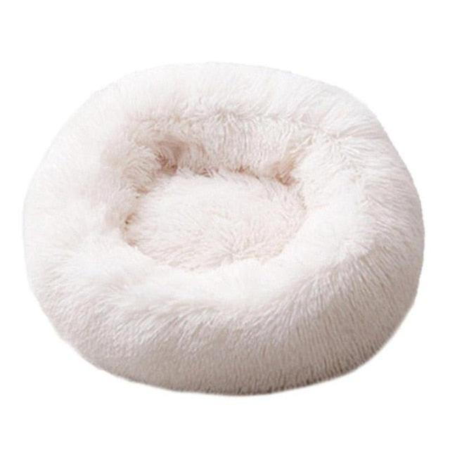 Slowmoose Washable Soft Winter Plush Round Shape Sleeping Bed / Cushion For Pets White L 70CM