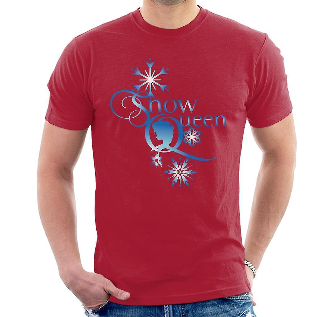 Disney Frozen Snow Queen Snowflakes Text Men's T-Shirt Cherry Red Medium