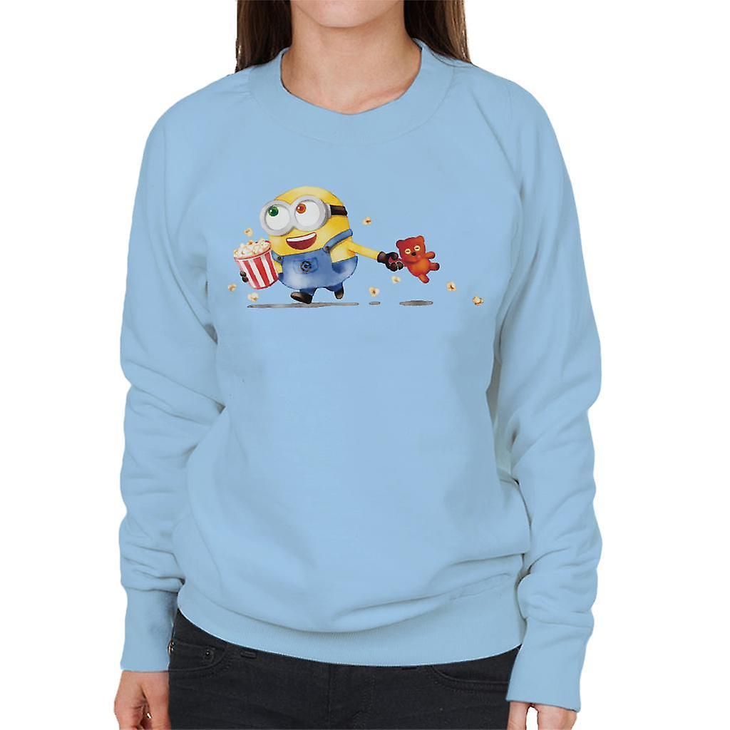 Despicable Me Bob The Minion Teddy Bear Popcorn Women's Sweatshirt Sky Blue Large