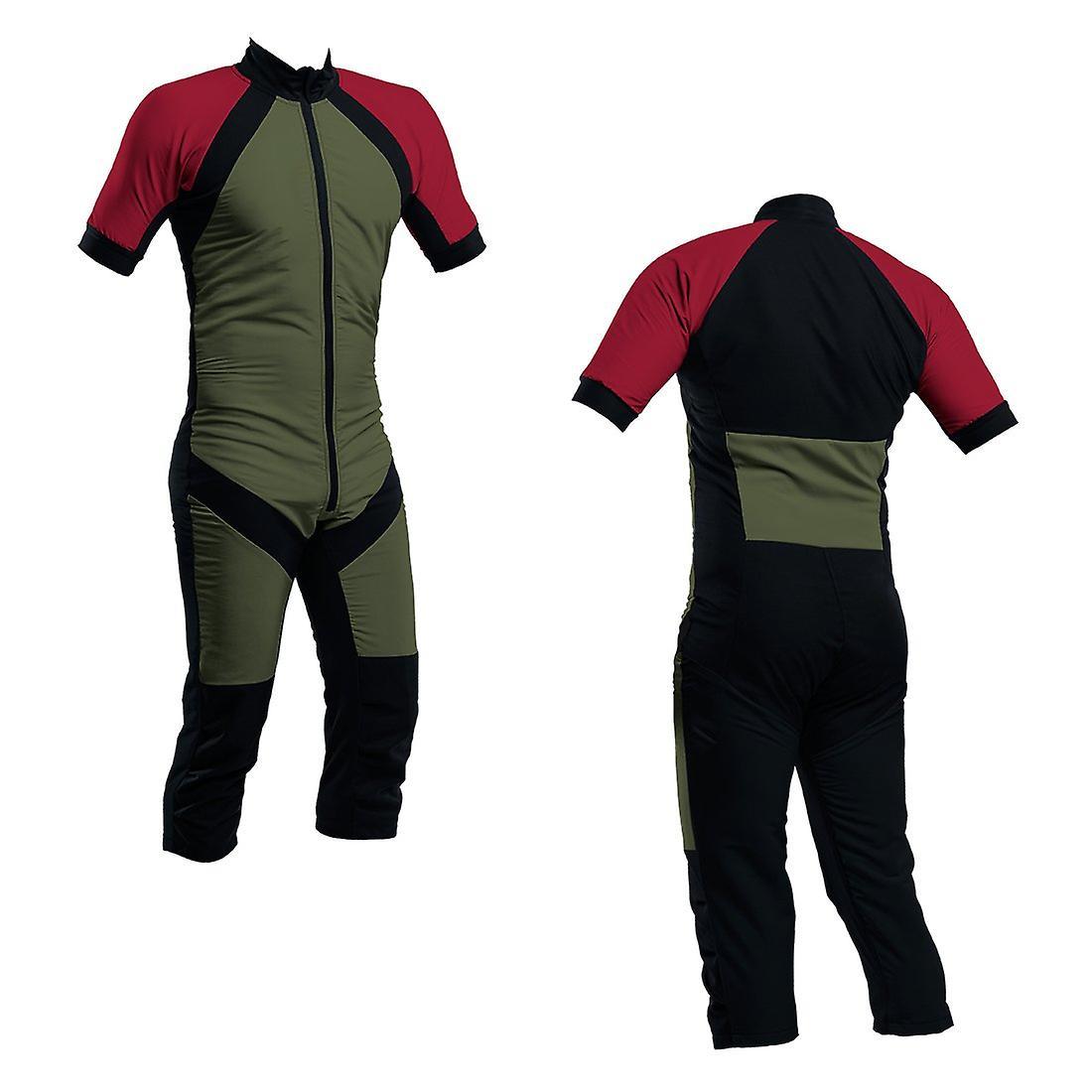 SkyexSuits Skydiving summer suit olive-paprika-black s2-04 Red and lime Xl / men