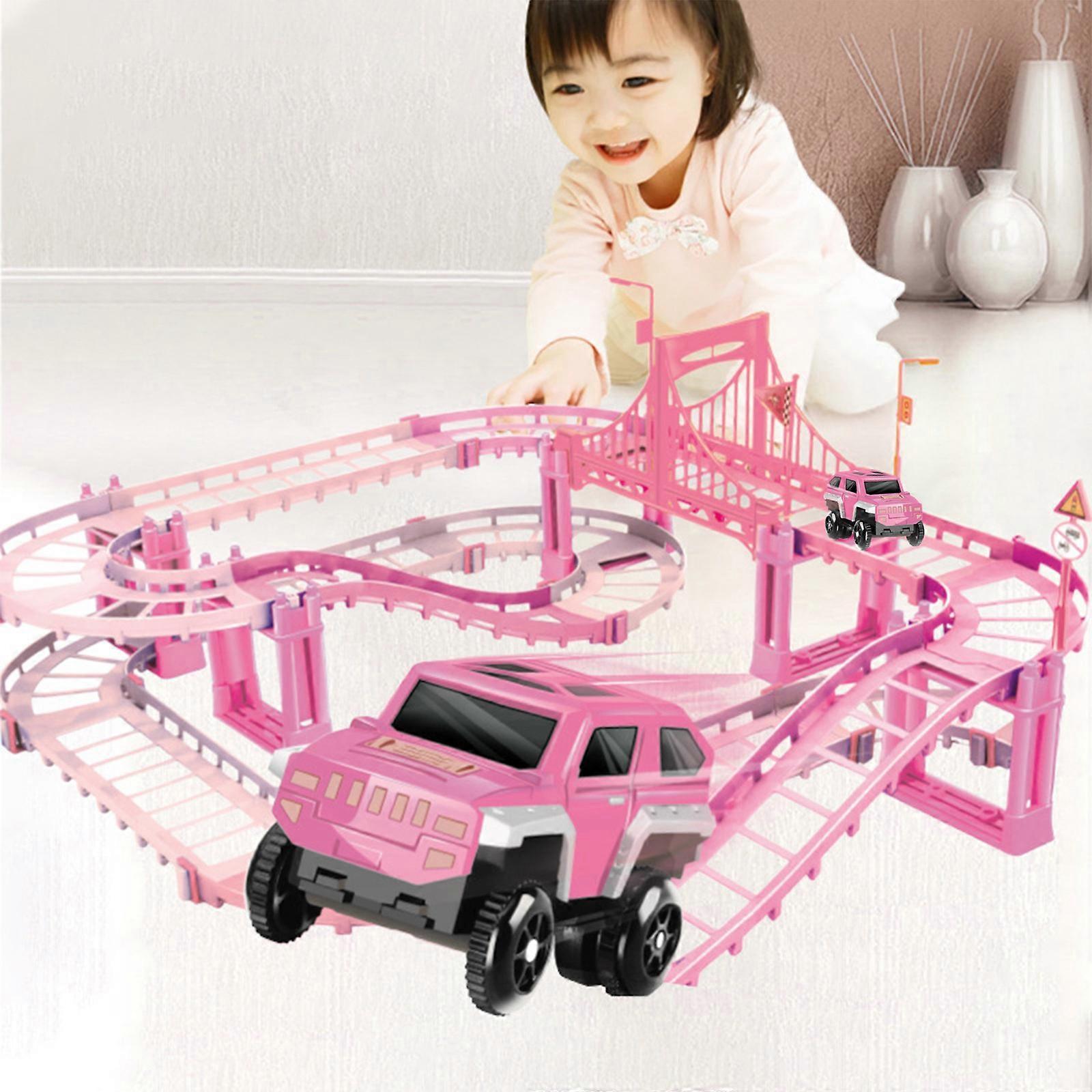 Flye Electric Track Toy Car Engineering Car Children's Educational Toy Track Car Small Train Pink