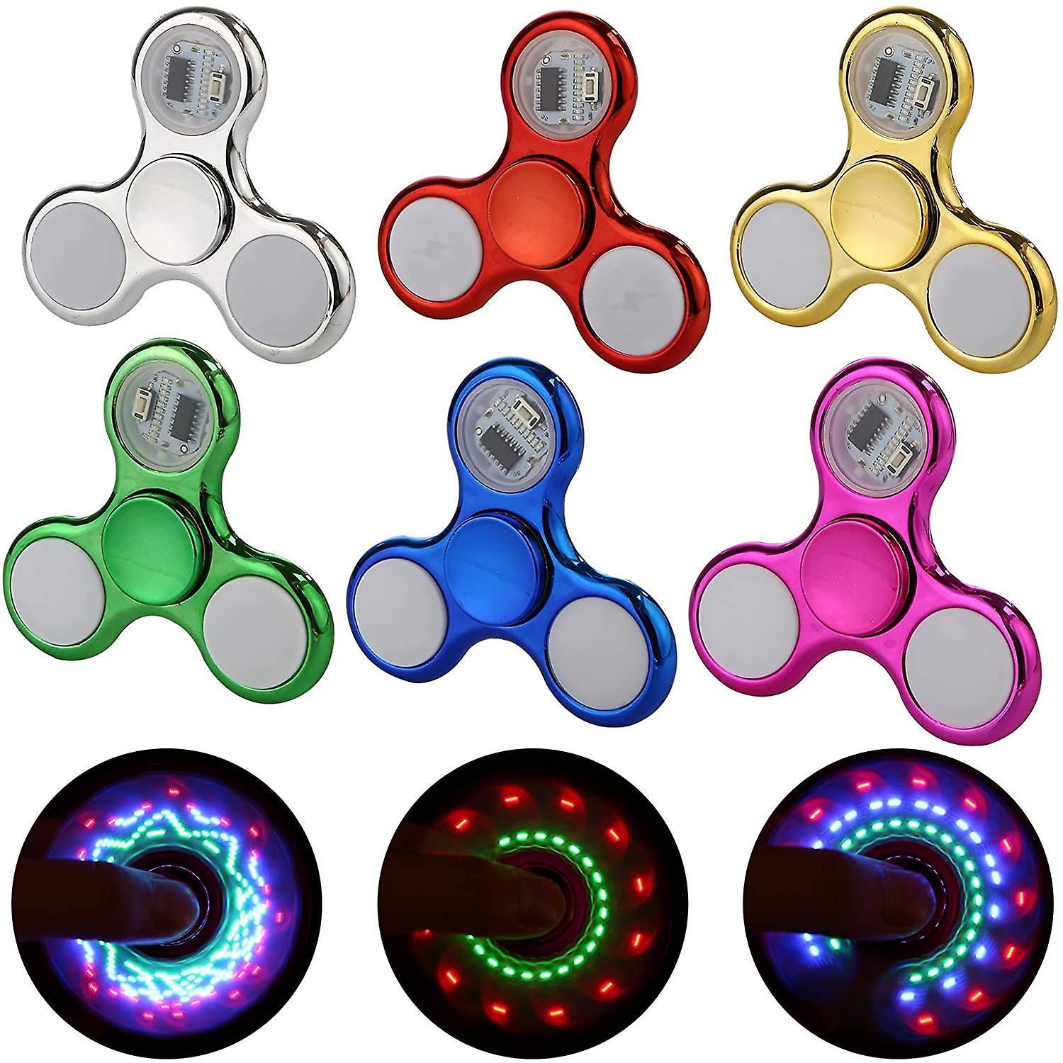 Wonderful Fidget Spinners 6 Pack,LED Light Up Clear Fidget Toys, ADHD Anxiety Toys Stress Relief Reducer Spin for Kids (6 Pack)