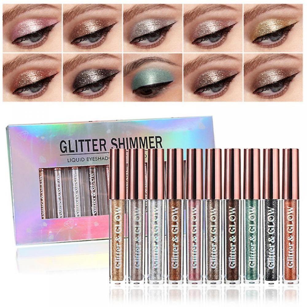 Le Contente Liquid Eyeshadow Set Of 10 Glitter Pearl Color Liquid Eyeshadow Makeup Kit