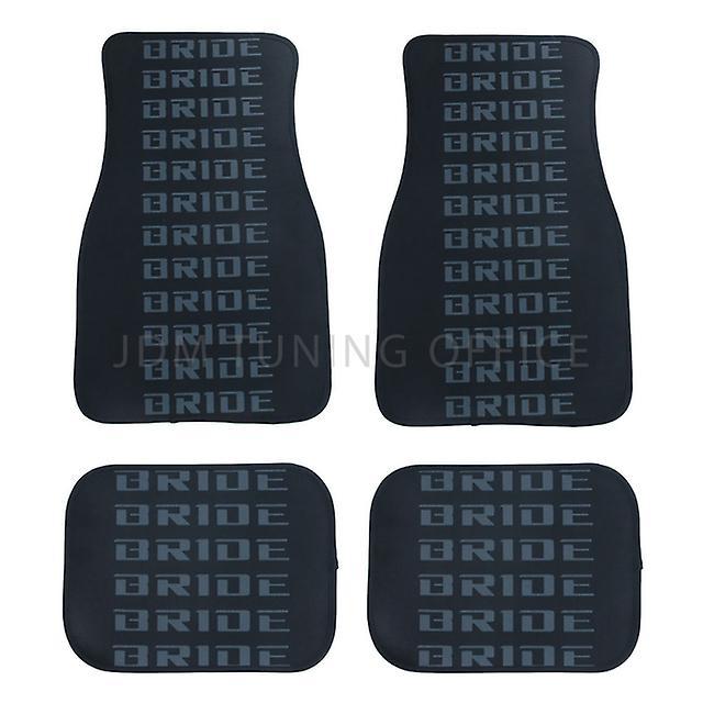 Mat 4pcs Bride Fabric Anime Car Floor Mats Protector Jdm Racing Style Universal Waterproof Non-slip Auto Interior Carpets BRIDE Black