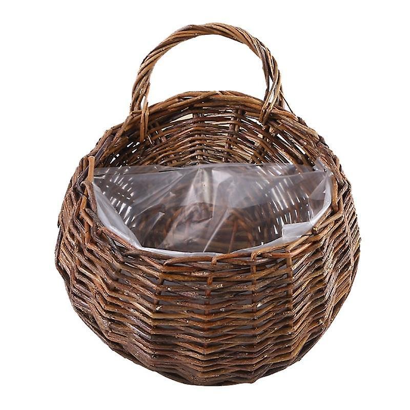 Biplut Eye-catching Flower Baskets DIY Woven Practical Wicker Rattan Storage Basket Gardening Supplies Ebony 20 cm